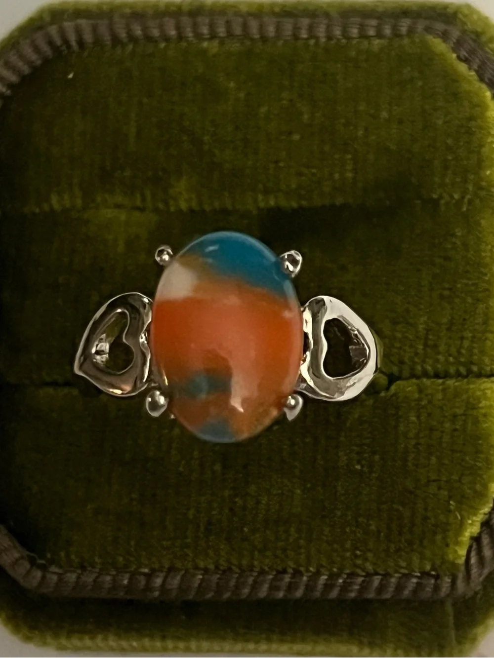 Elegant/Classic Titanium Steel Silver Multicolor Gemstone Heart Accents Ring S 9